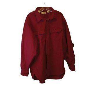 L L Bean Vintage Made in USA Maroon Chamois Twin Pocket Shirt Men's Size 17.5 Ta